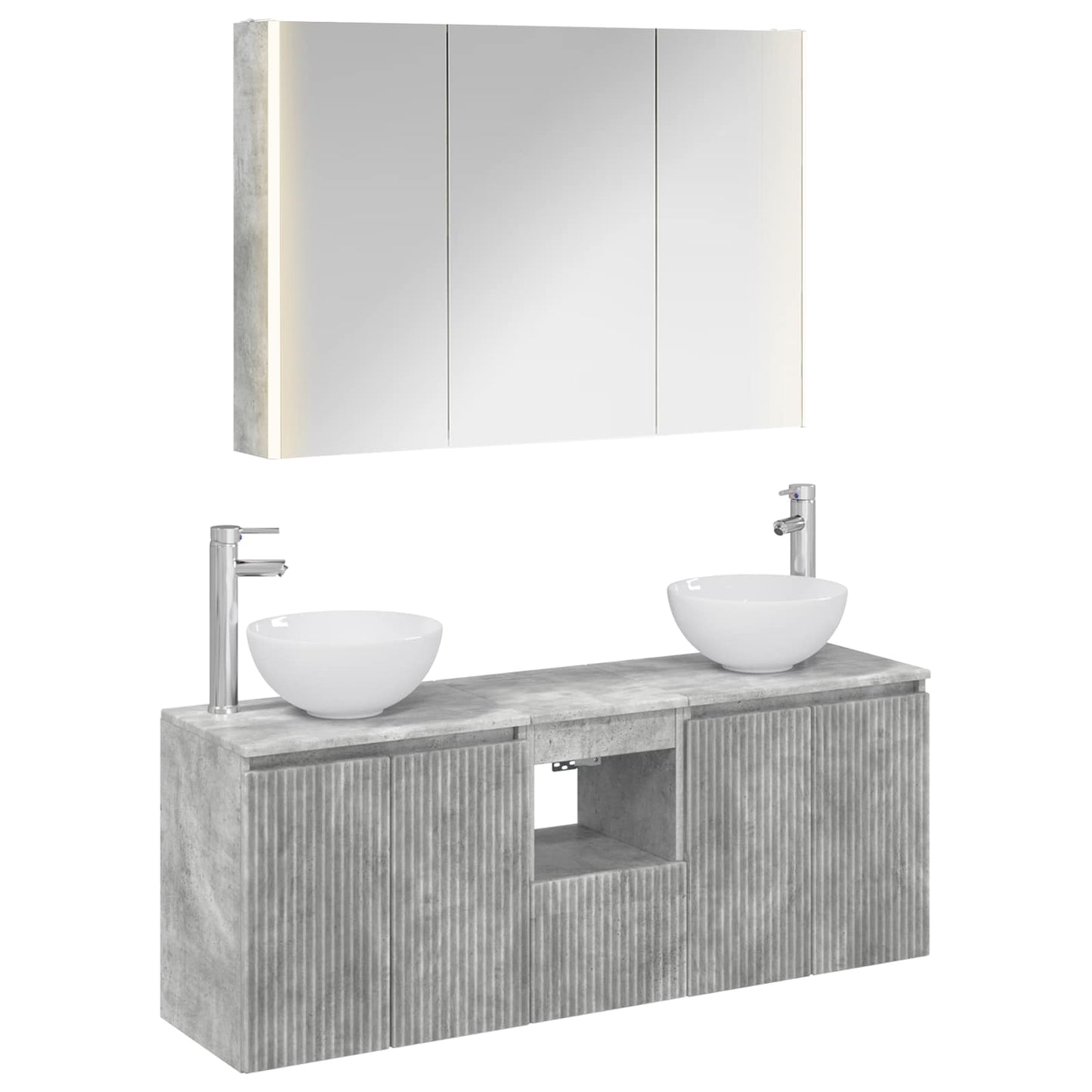 vidaXL Bathroom Cabinet Set 4 pcs Concrete Grey 103.5 x 15.5 x 70 cm