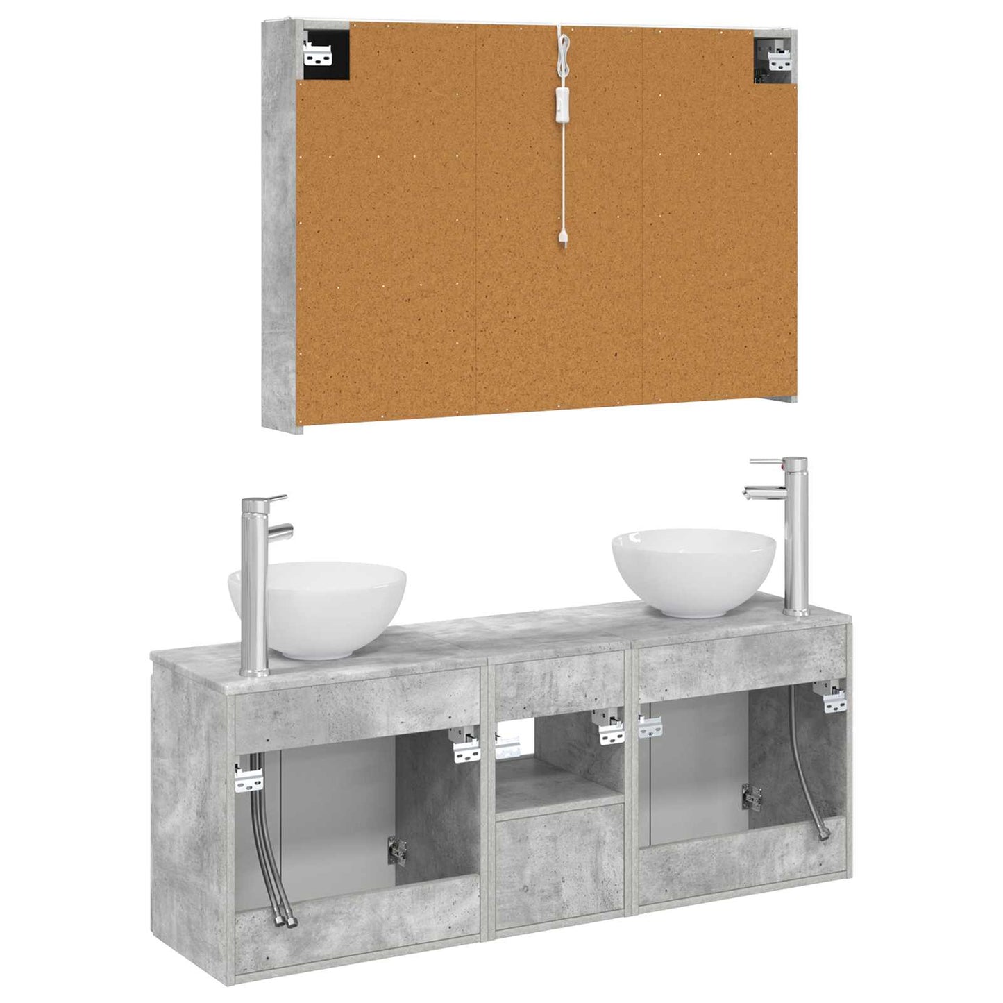 vidaXL Bathroom Cabinet Set 4 pcs Concrete Grey 103.5 x 15.5 x 70 cm