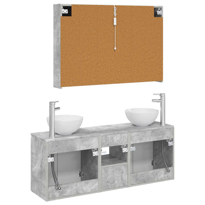 vidaXL Bathroom Cabinet Set 4 pcs Concrete Grey 103.5 x 15.5 x 70 cm