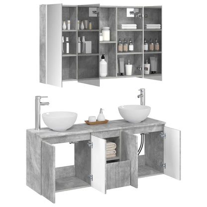 vidaXL Bathroom Cabinet Set 4 pcs Concrete Grey 103.5 x 15.5 x 70 cm