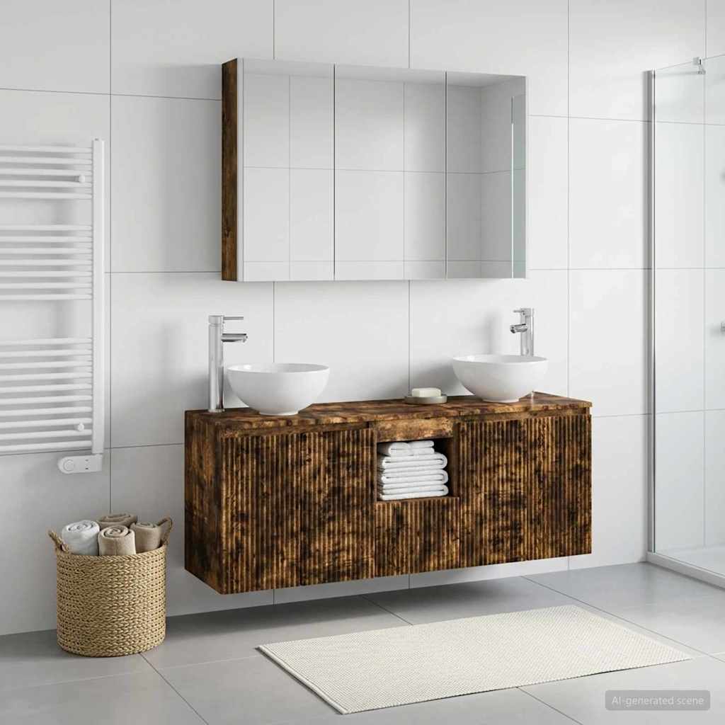 vidaXL Bathroom Cabinet Set 4 pcs Smoked Oak Engineered Wood