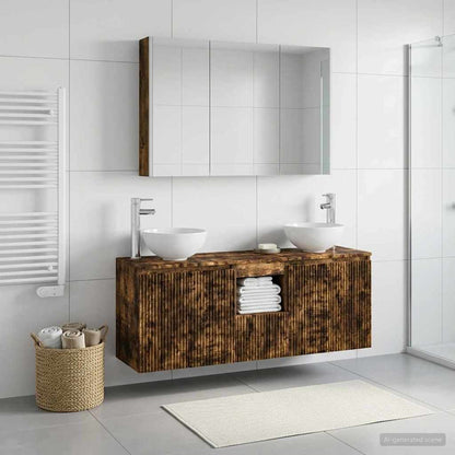 vidaXL Bathroom Cabinet Set 4 pcs Smoked Oak Engineered Wood
