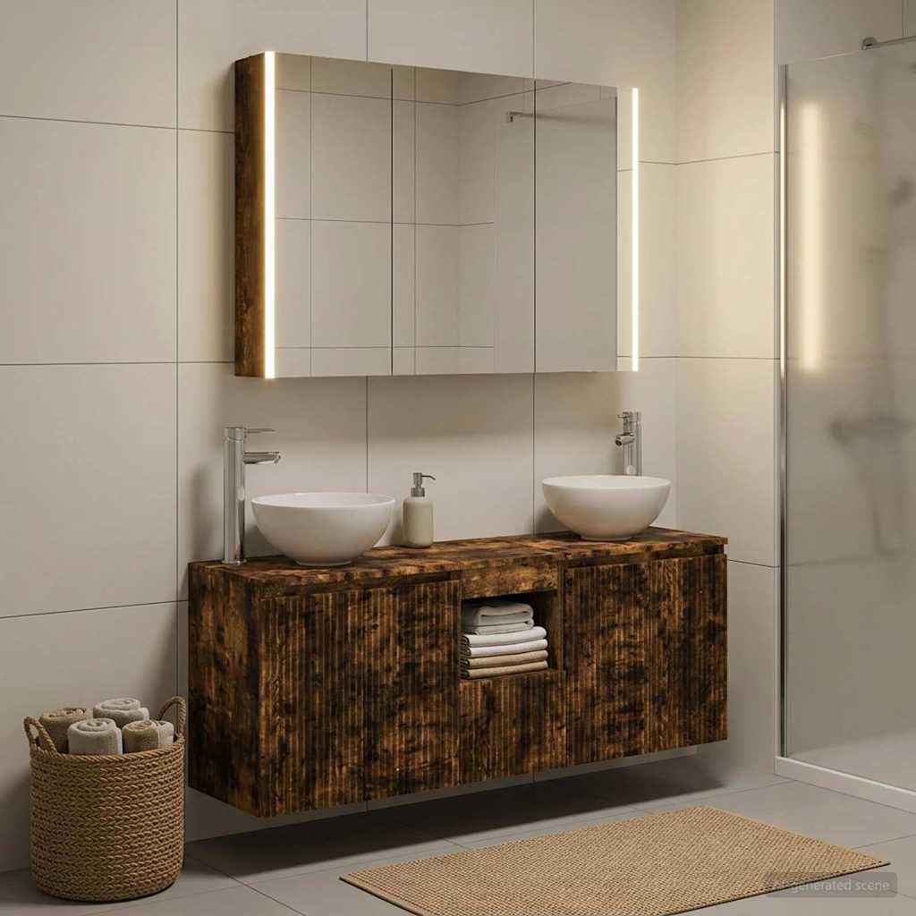 vidaXL Bathroom Cabinet Set 4 pcs Smoked Oak Engineered Wood