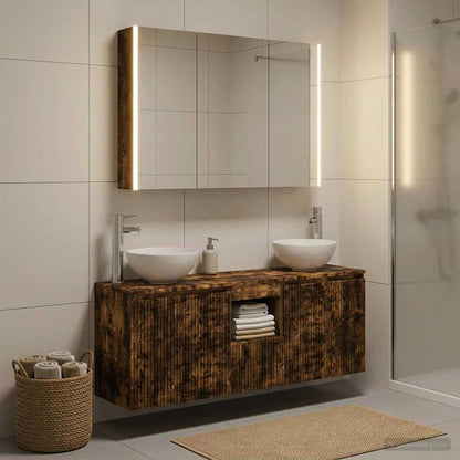 vidaXL Bathroom Cabinet Set 4 pcs Smoked Oak Engineered Wood