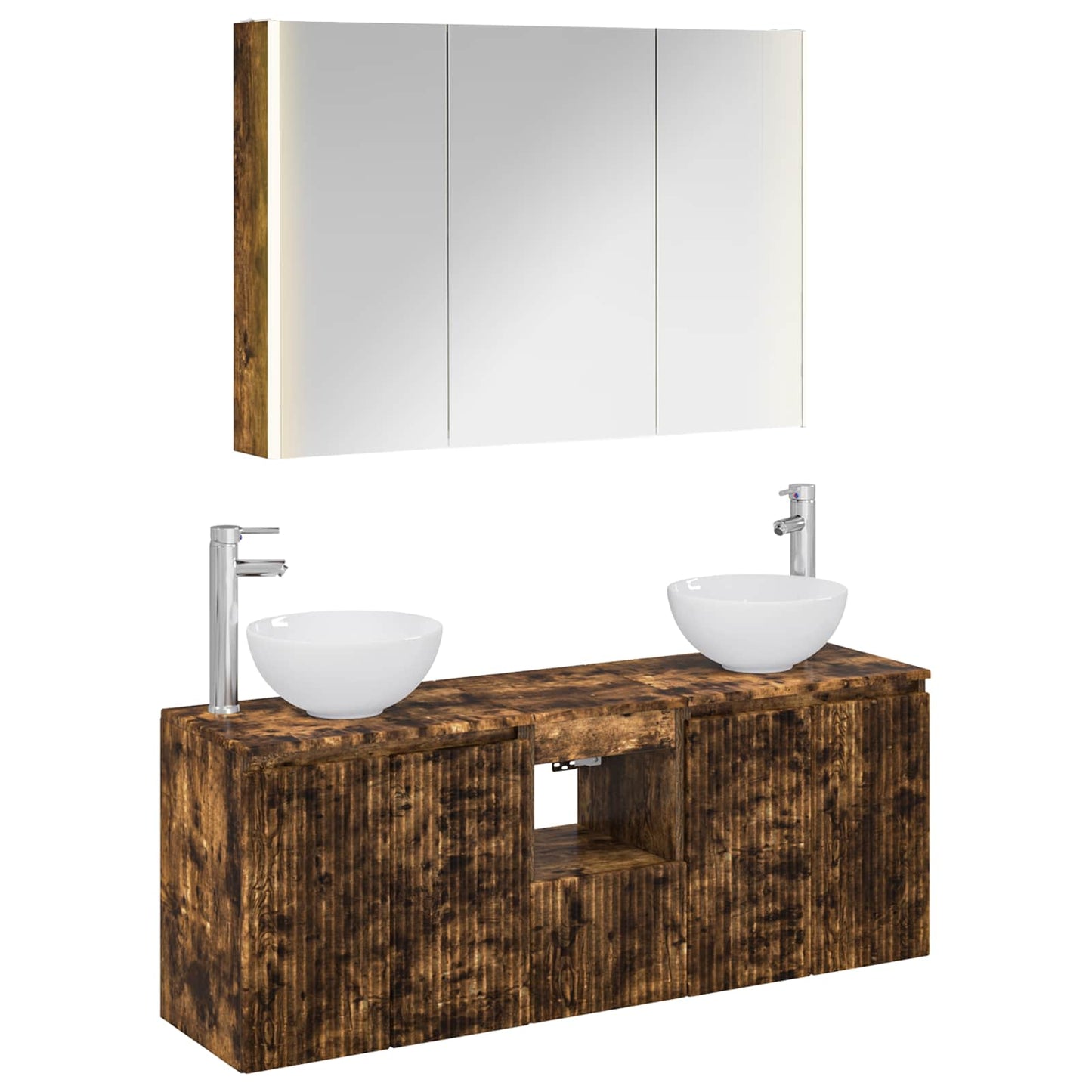 vidaXL Bathroom Cabinet Set 4 pcs Smoked Oak 103.5 x 15.5 x 70 cm
