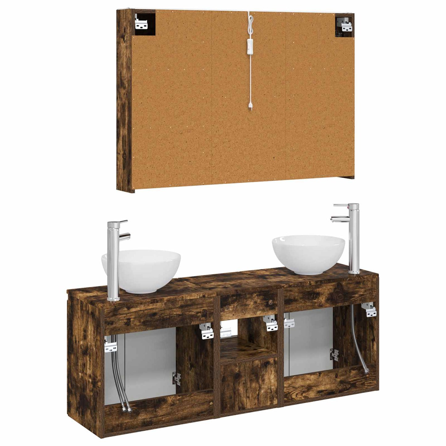 vidaXL Bathroom Cabinet Set 4 pcs Smoked Oak 103.5 x 15.5 x 70 cm