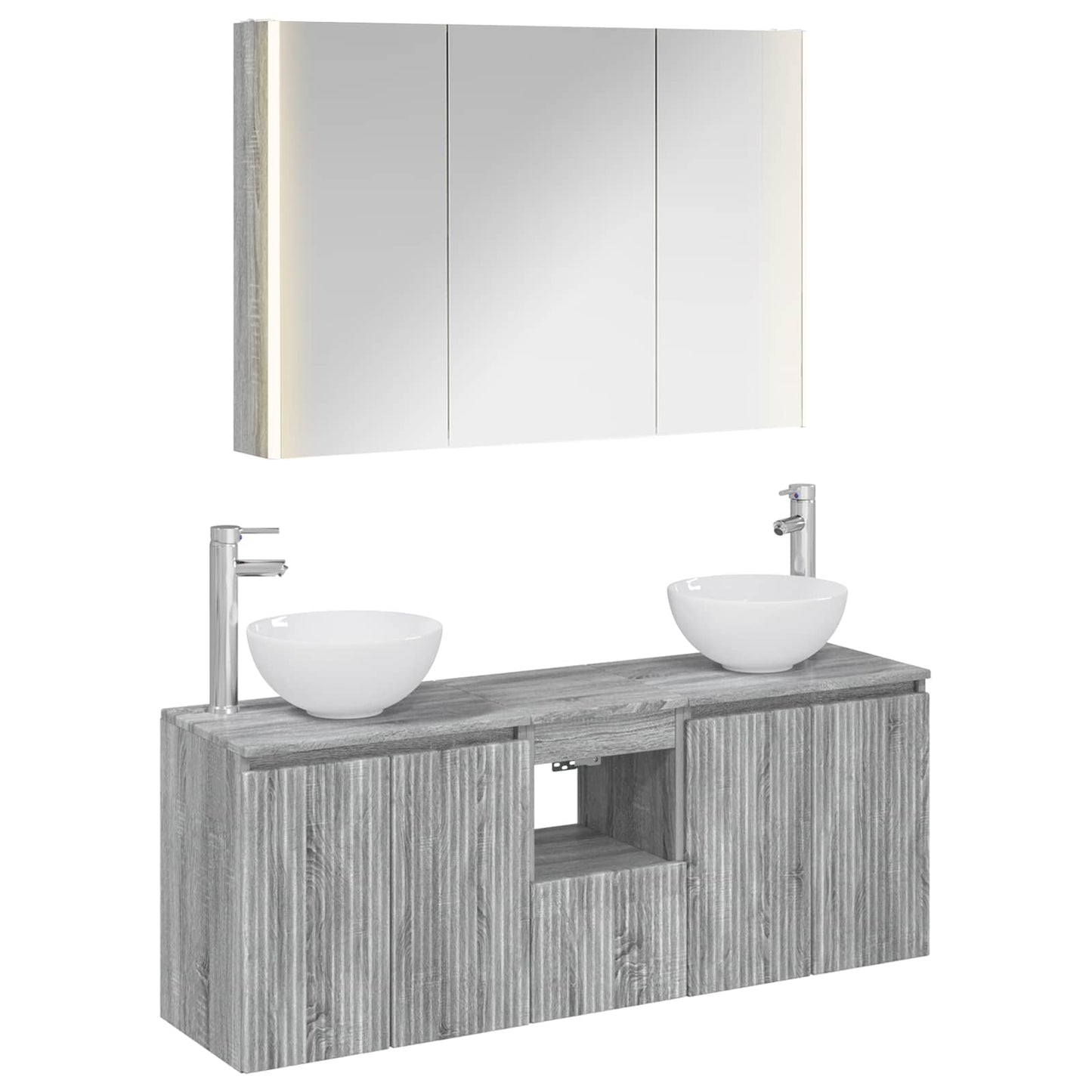 vidaXL Bathroom Cabinet Set 4 pcs Grey Sonoma 103.5 x 15.5 x 70 cm