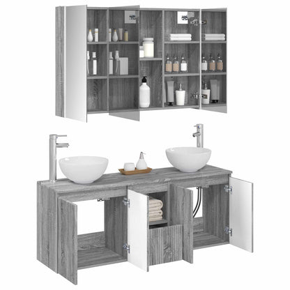 vidaXL Bathroom Cabinet Set 4 pcs Grey Sonoma 103.5 x 15.5 x 70 cm
