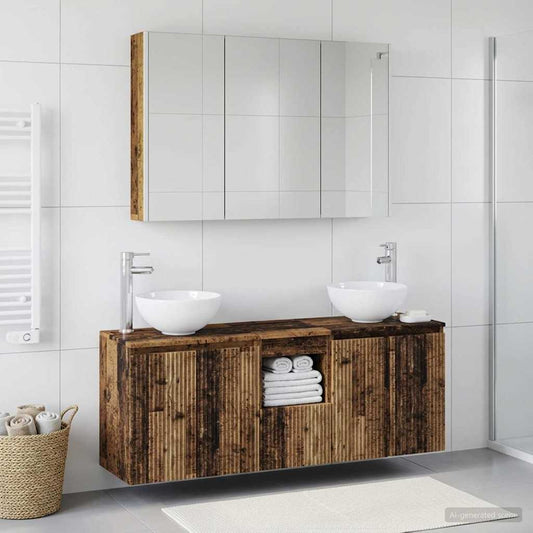 vidaXL Bathroom Cabinet Set 4 pcs Old Wood Engineered Wood