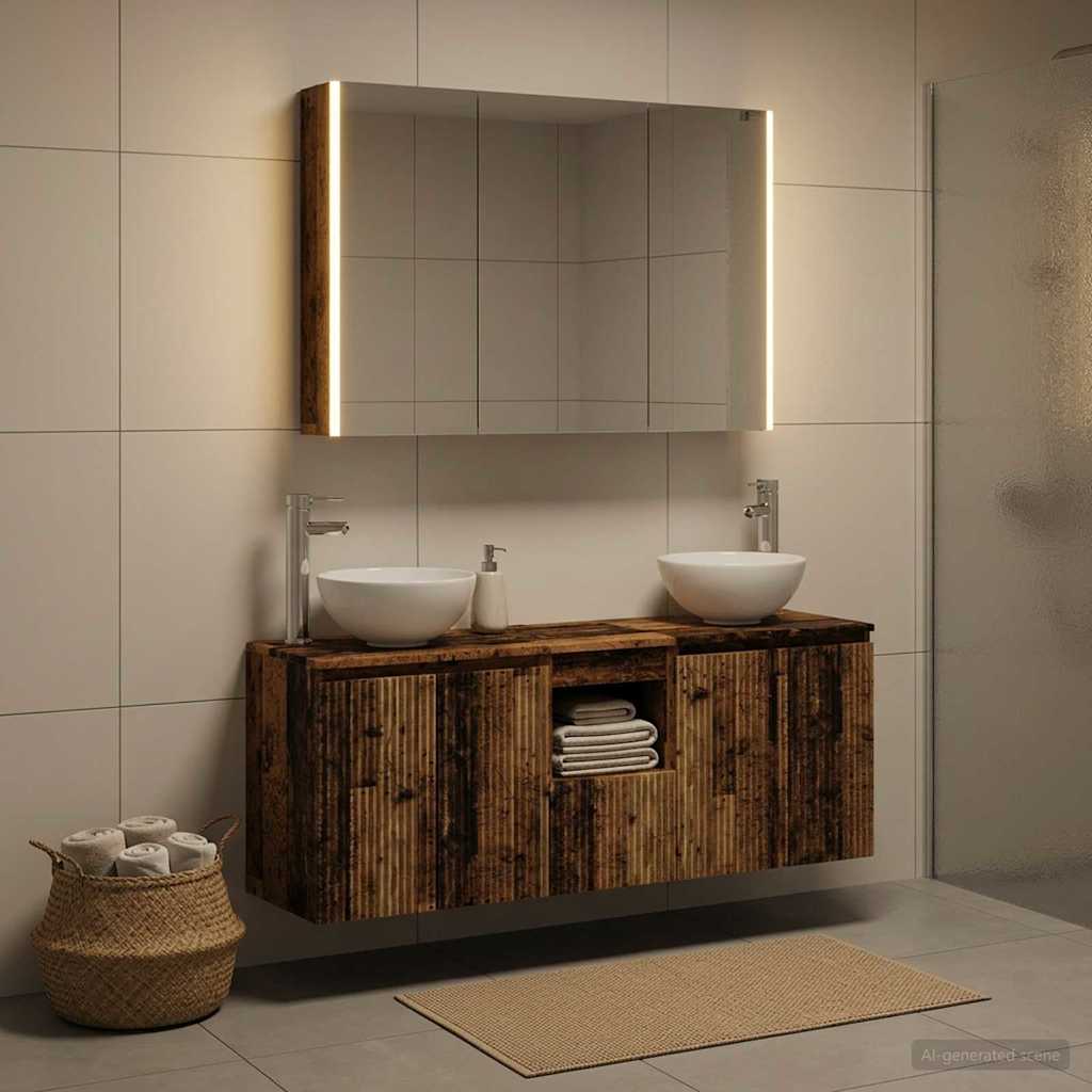 vidaXL Bathroom Cabinet Set 4 pcs Old Wood Engineered Wood