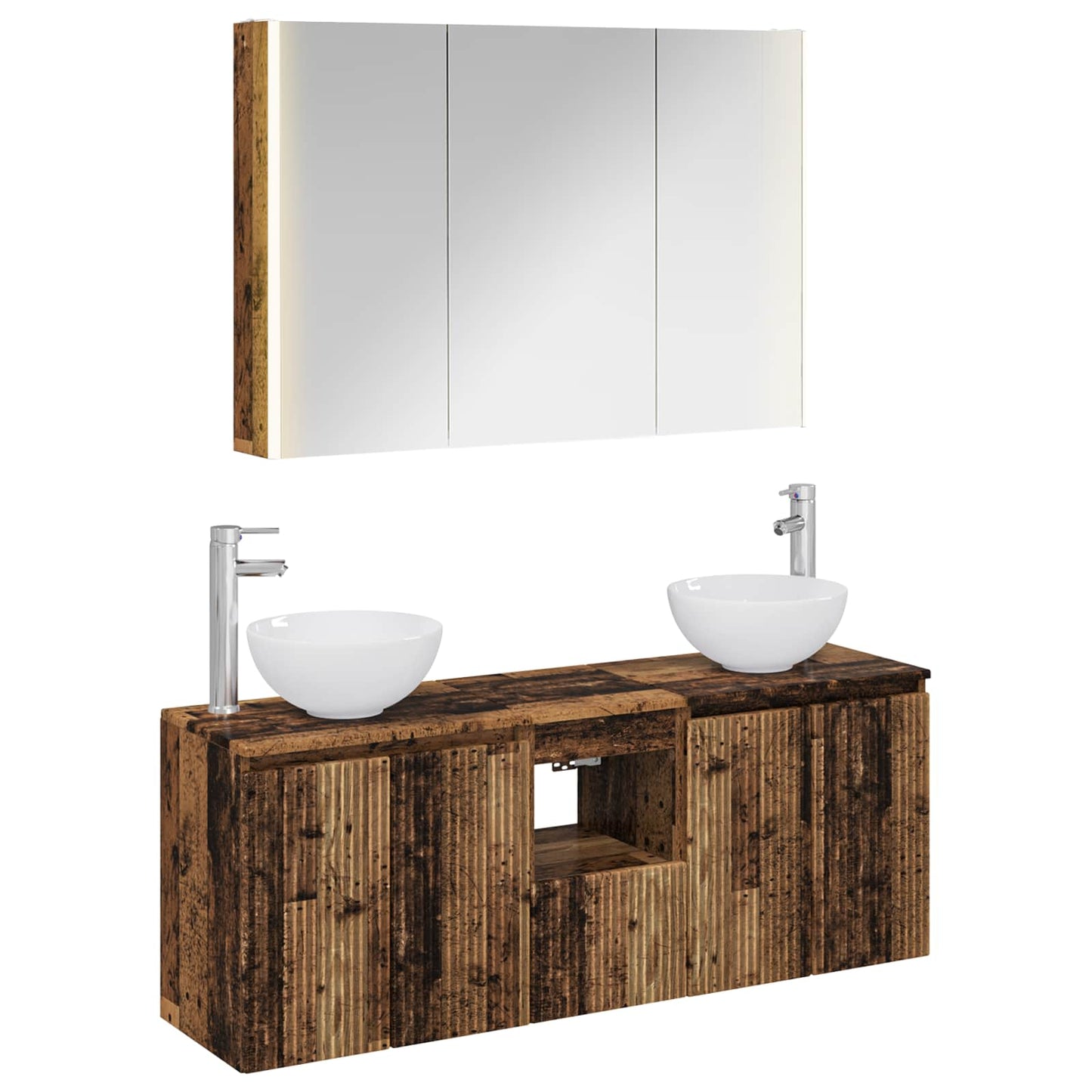 vidaXL Bathroom Cabinet Set 4 pcs Old Wood 103.5 x 15.5 x 70 cm