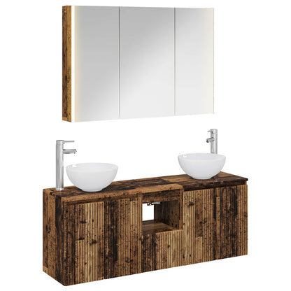 vidaXL Bathroom Cabinet Set 4 pcs Old Wood 103.5 x 15.5 x 70 cm