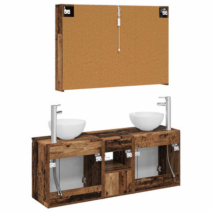 vidaXL Bathroom Cabinet Set 4 pcs Old Wood 103.5 x 15.5 x 70 cm