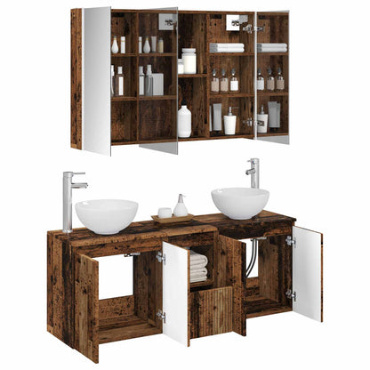 vidaXL Bathroom Cabinet Set 4 pcs Old Wood 103.5 x 15.5 x 70 cm