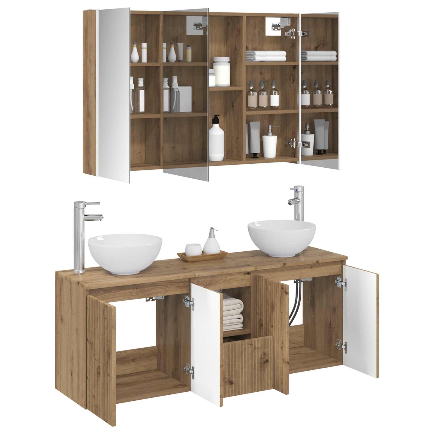 vidaXL Bathroom Cabinet Set 4 pcs Artisan Oak 103.5 x 15.5 x 70 cm