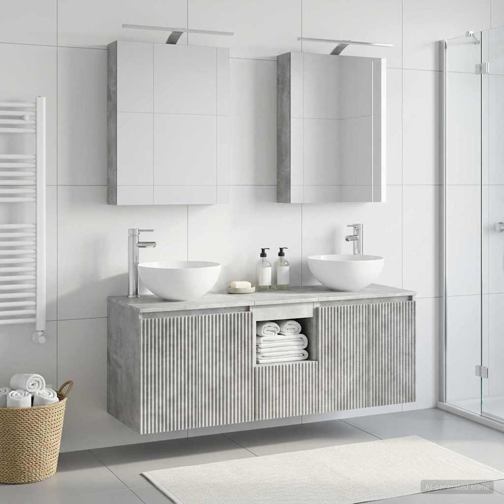 vidaXL Bathroom Cabinet Set 5 pcs Concrete Grey Engineered Wood