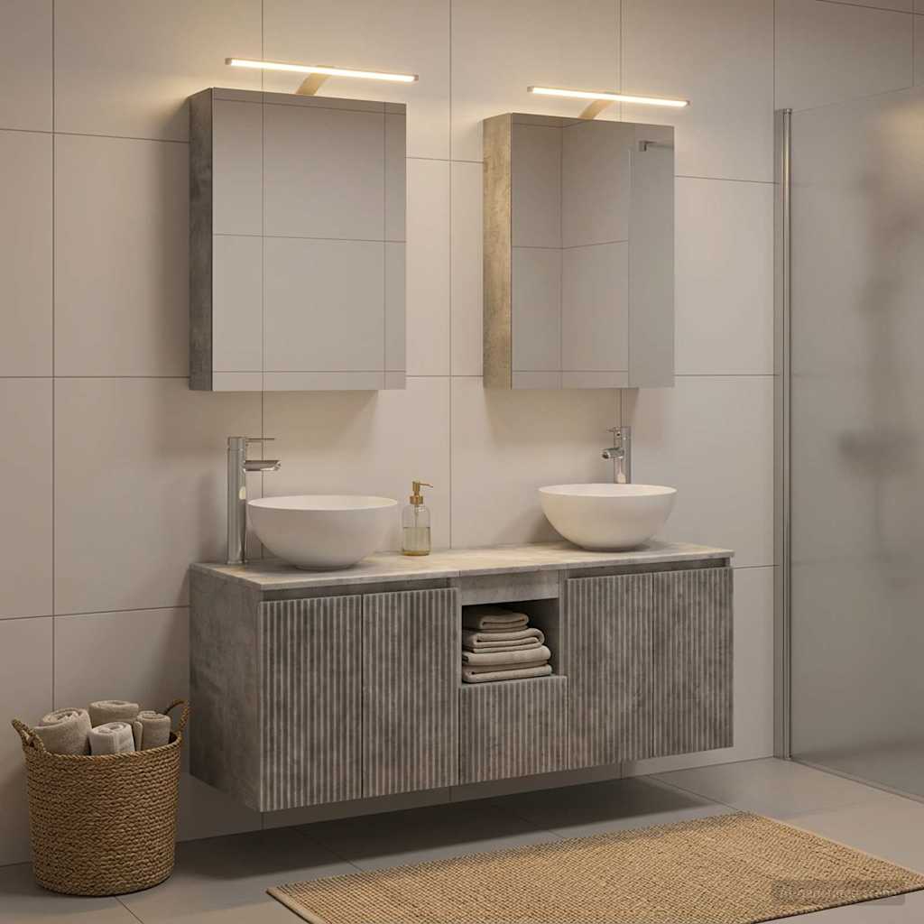 vidaXL Bathroom Cabinet Set 5 pcs Concrete Grey Engineered Wood