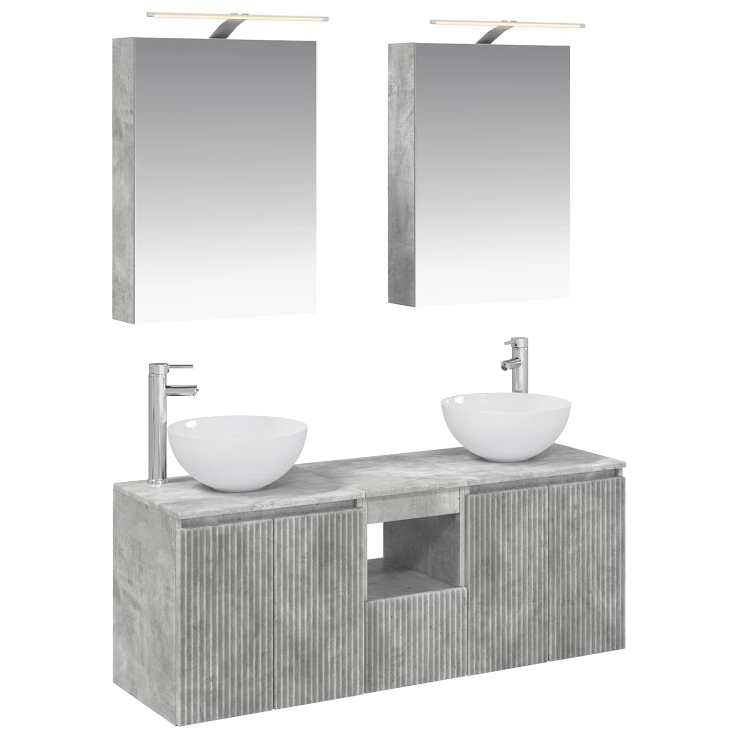 vidaXL Bathroom Cabinet Set 5 pcs Concrete Grey 50 x 14.5 x 70 cm