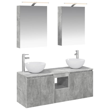 vidaXL Bathroom Cabinet Set 5 pcs Concrete Grey 50 x 14.5 x 70 cm