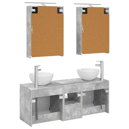 vidaXL Bathroom Cabinet Set 5 pcs Concrete Grey 50 x 14.5 x 70 cm