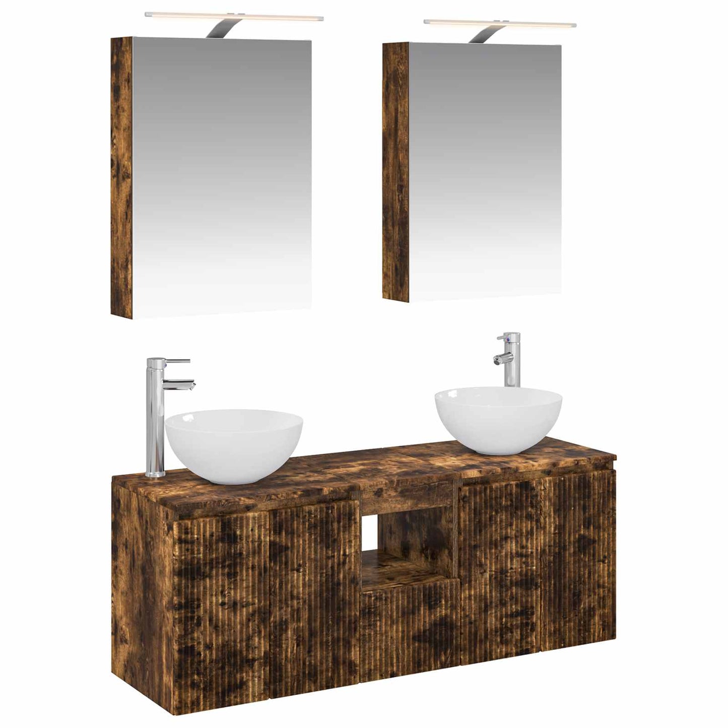 vidaXL Bathroom Cabinet Set 5 pcs Smoked Oak 50 x 14.5 x 70 cm