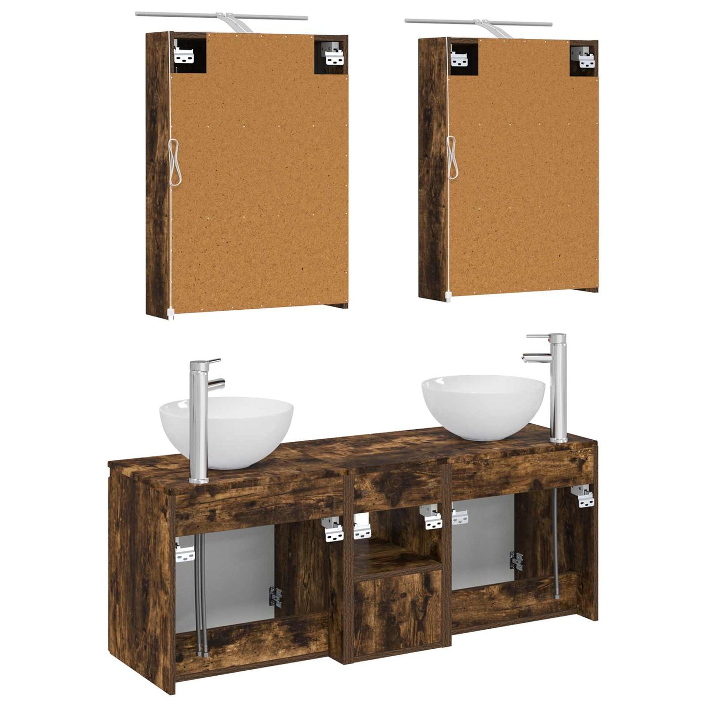 vidaXL Bathroom Cabinet Set 5 pcs Smoked Oak 50 x 14.5 x 70 cm