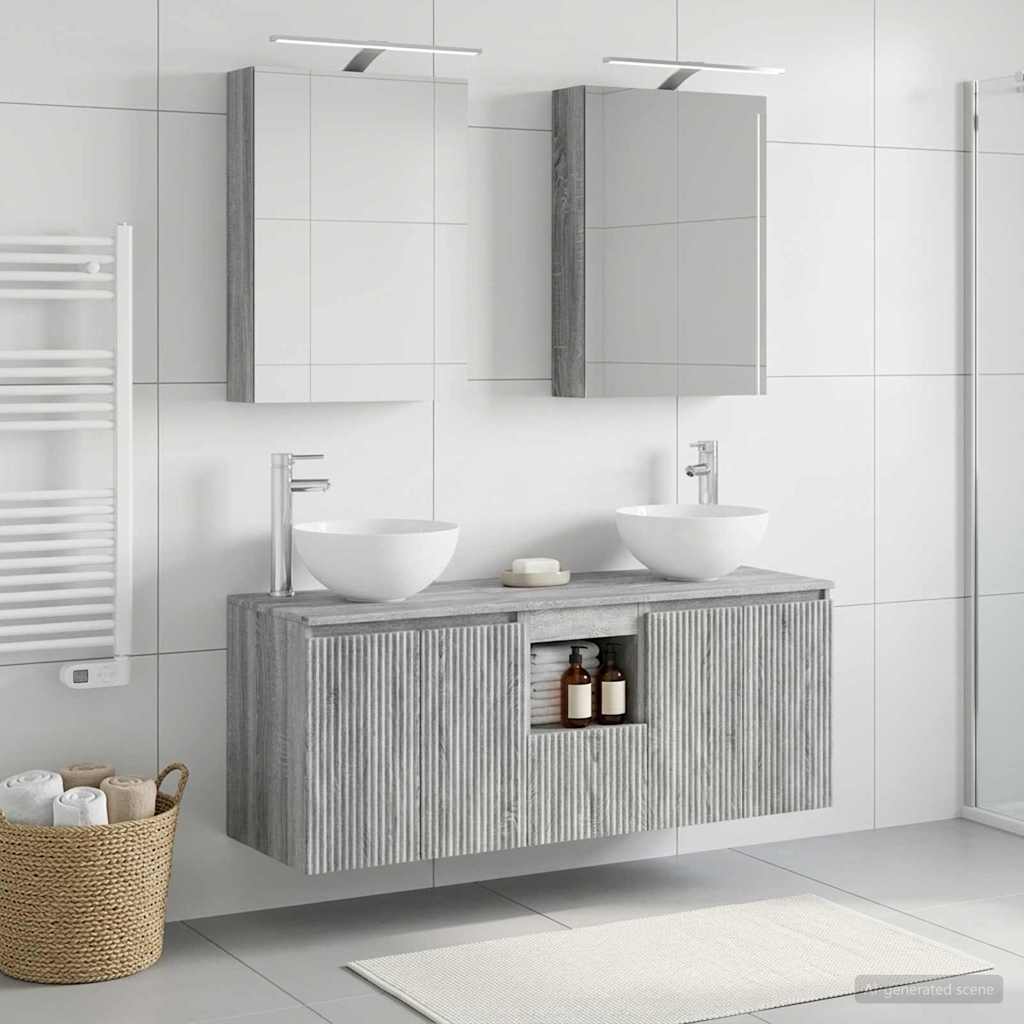 vidaXL Bathroom Cabinet Set 5 pcs Grey Sonoma Engineered Wood