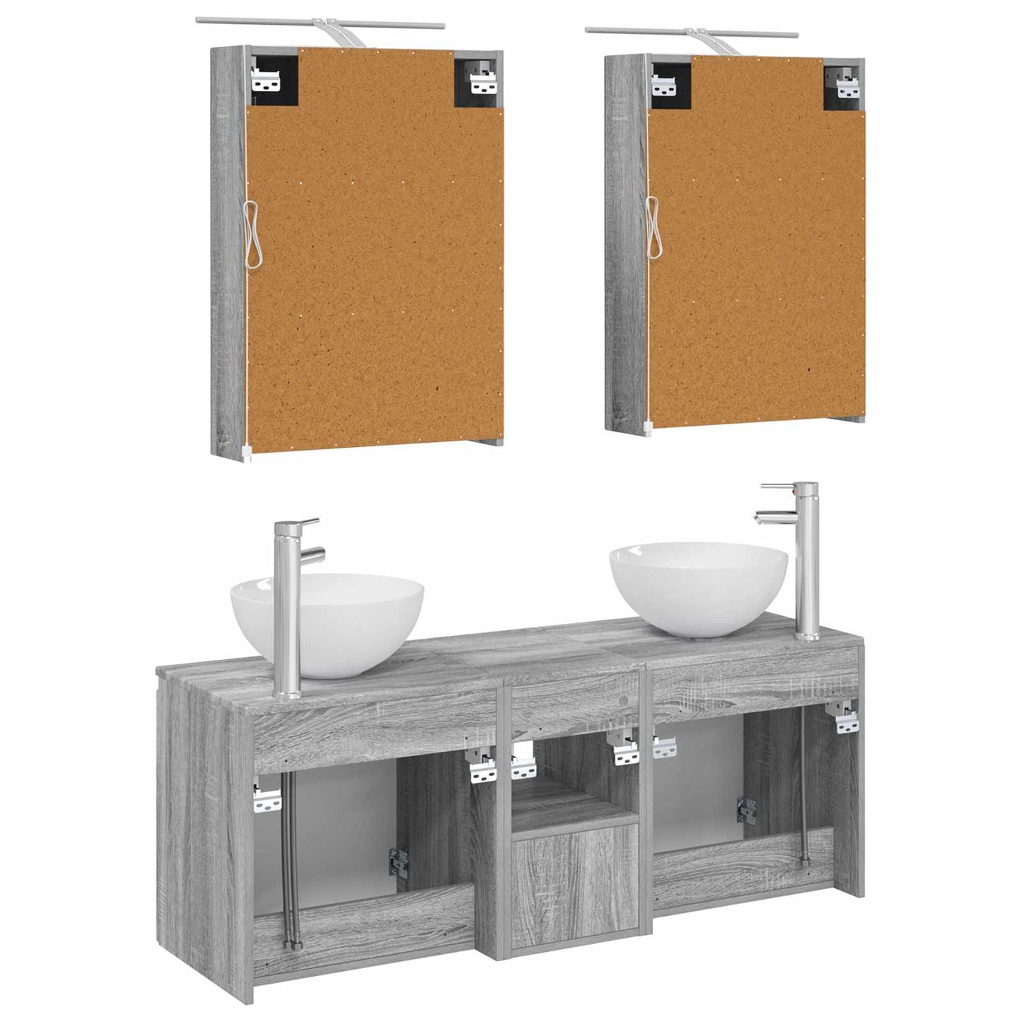vidaXL Bathroom Cabinet Set 5 pcs Grey Sonoma 50 x 14.5 x 70 cm
