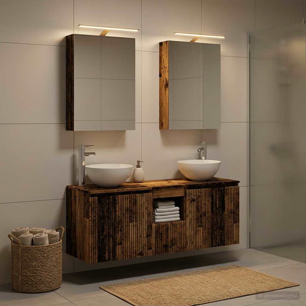 vidaXL Bathroom Cabinet Set 5 pcs Old Wood Engineered Wood