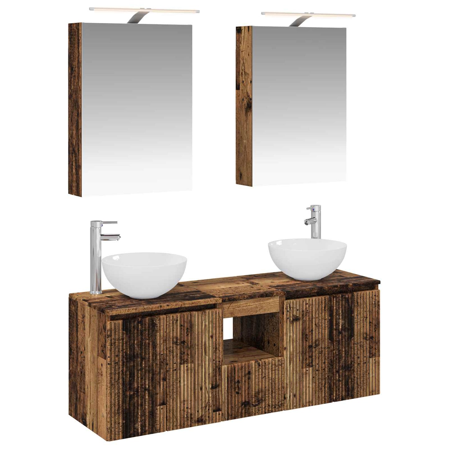 vidaXL Bathroom Cabinet Set 5 pcs Old Wood 50 x 14.5 x 70 cm