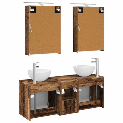 vidaXL Bathroom Cabinet Set 5 pcs Old Wood 50 x 14.5 x 70 cm