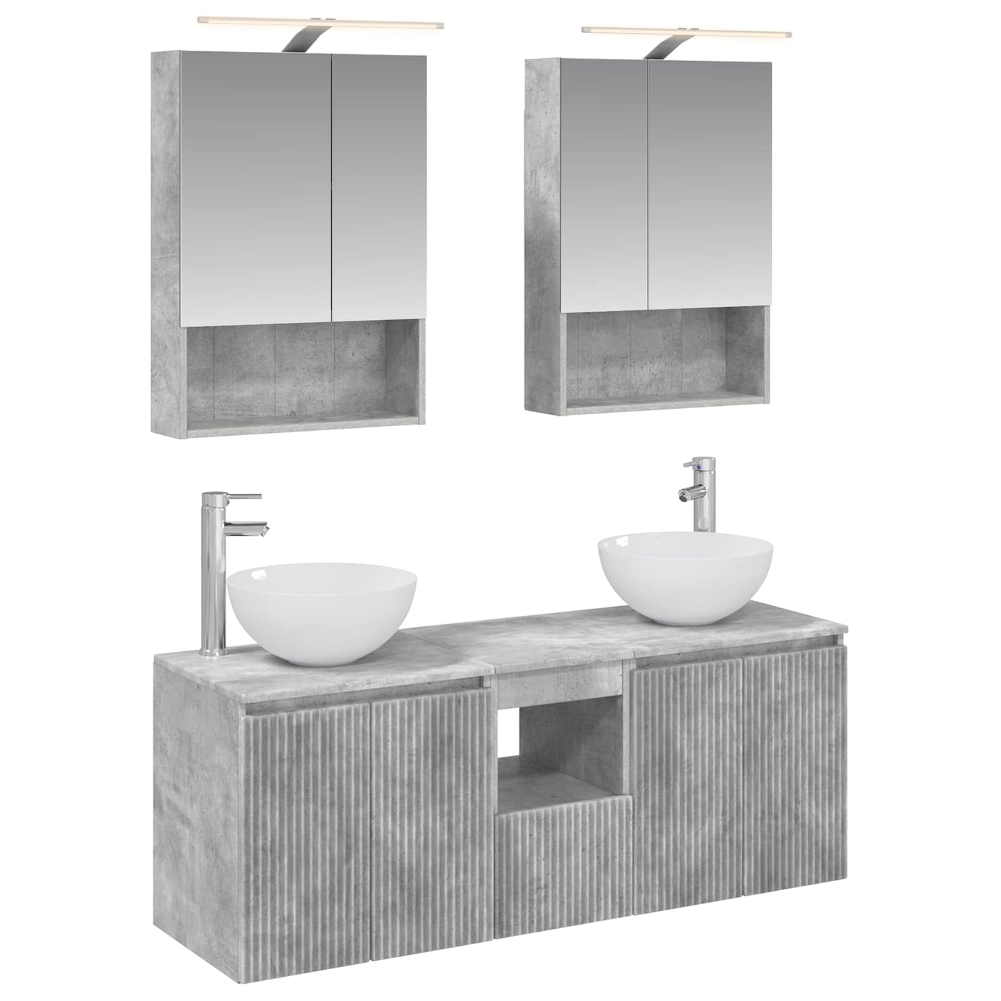vidaXL Bathroom Cabinet Set 5 pcs Concrete Grey 50 x 14.5 x 70 cm