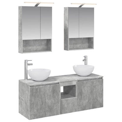 vidaXL Bathroom Cabinet Set 5 pcs Concrete Grey 50 x 14.5 x 70 cm