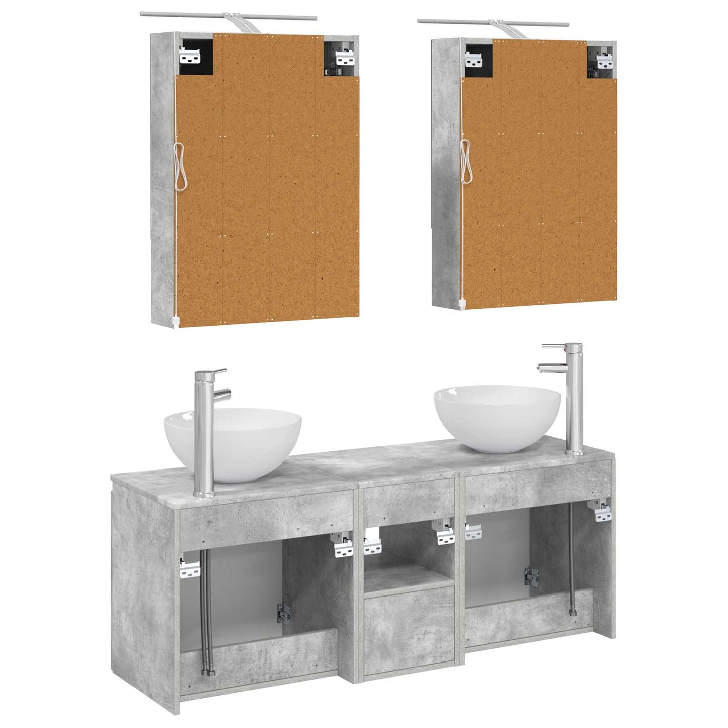 vidaXL Bathroom Cabinet Set 5 pcs Concrete Grey 50 x 14.5 x 70 cm