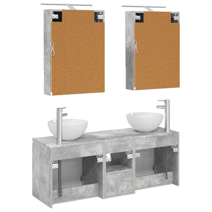 vidaXL Bathroom Cabinet Set 5 pcs Concrete Grey 50 x 14.5 x 70 cm