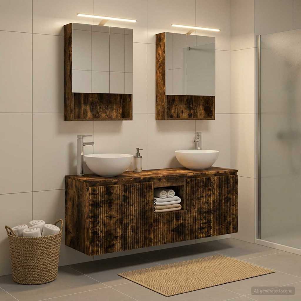 vidaXL Bathroom Cabinet Set 5 pcs Smoked Oak Engineered Wood