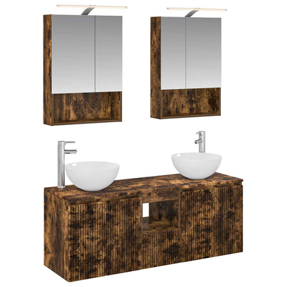 vidaXL Bathroom Cabinet Set 5 pcs Smoked Oak 50 x 14.5 x 70 cm