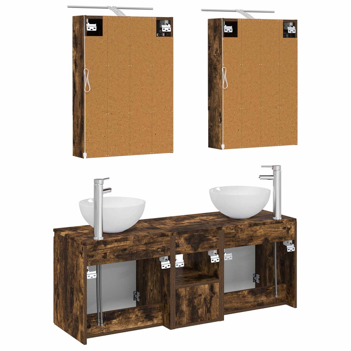 vidaXL Bathroom Cabinet Set 5 pcs Smoked Oak 50 x 14.5 x 70 cm