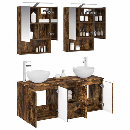 vidaXL Bathroom Cabinet Set 5 pcs Smoked Oak 50 x 14.5 x 70 cm