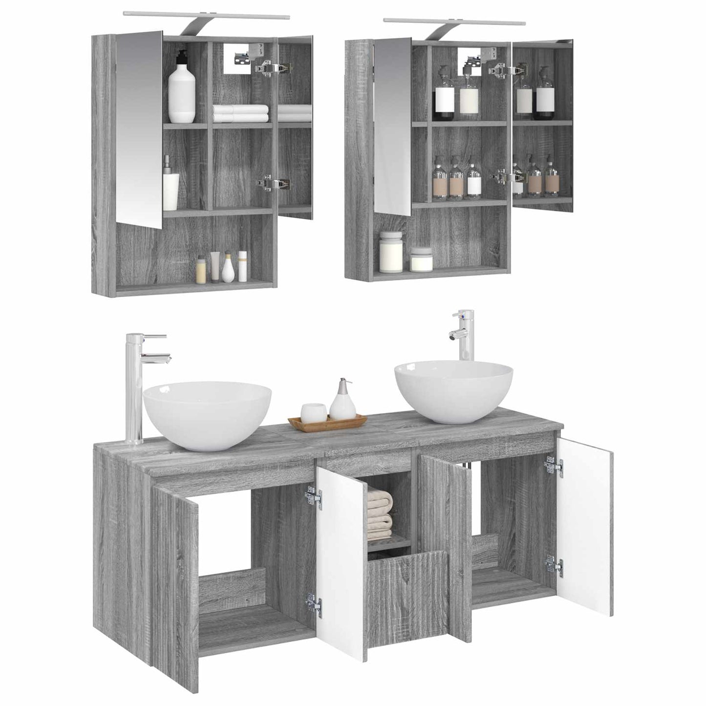 vidaXL Bathroom Cabinet Set 5 pcs Grey Sonoma 50 x 14.5 x 70 cm