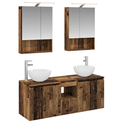 vidaXL Bathroom Cabinet Set 5 pcs Old Wood 50 x 14.5 x 70 cm