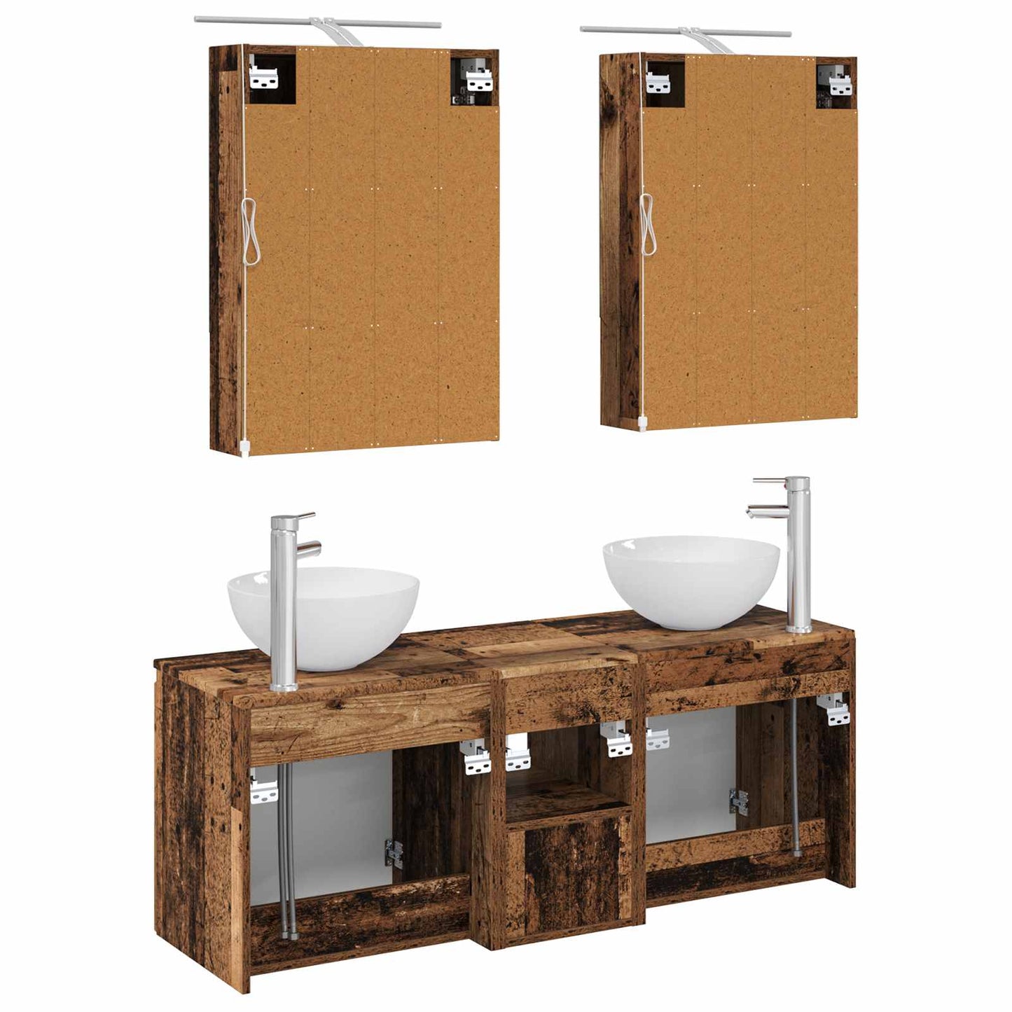 vidaXL Bathroom Cabinet Set 5 pcs Old Wood 50 x 14.5 x 70 cm