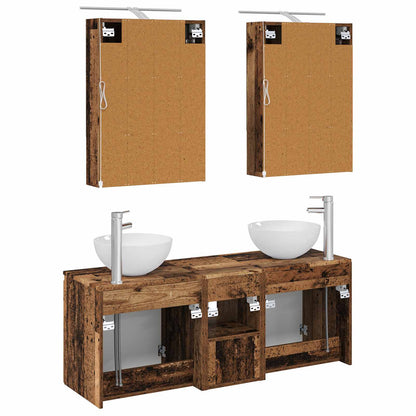 vidaXL Bathroom Cabinet Set 5 pcs Old Wood 50 x 14.5 x 70 cm