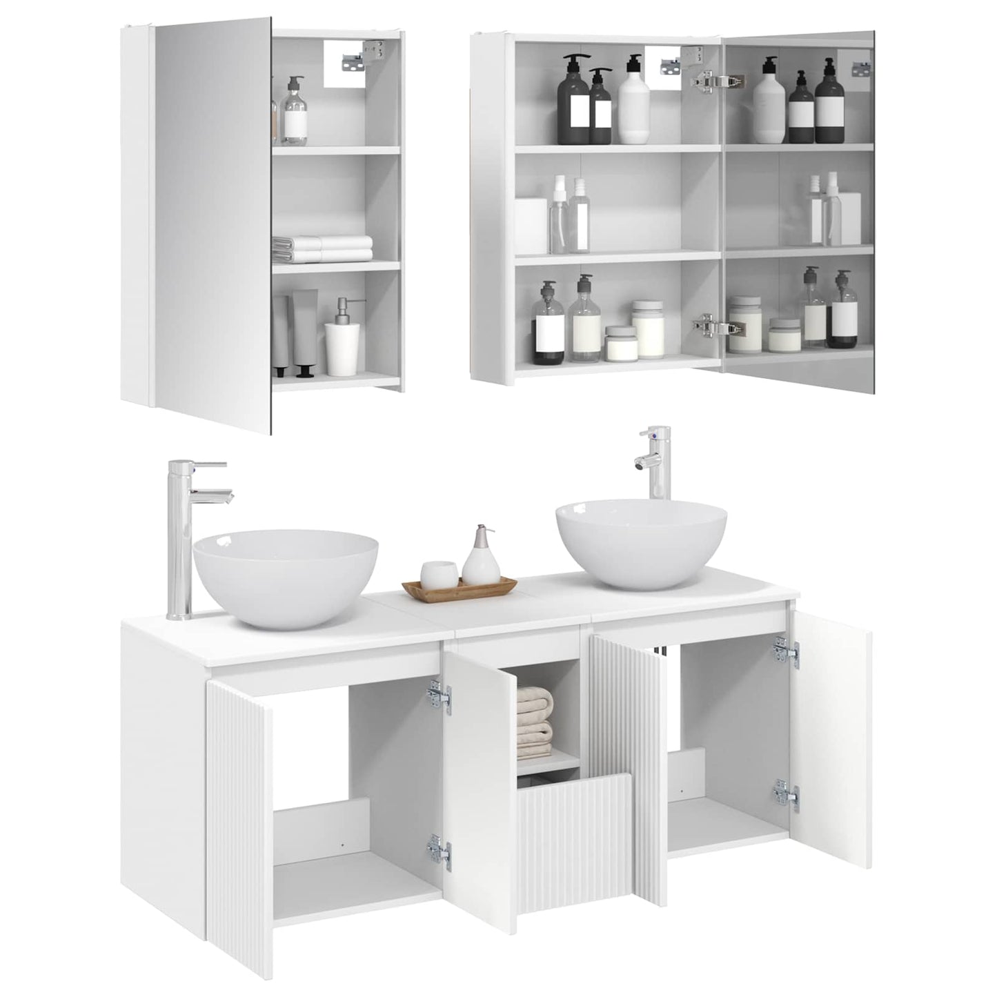 vidaXL Bathroom Cabinet Set 5 pcs White 53 x 15.5 x 70 cm