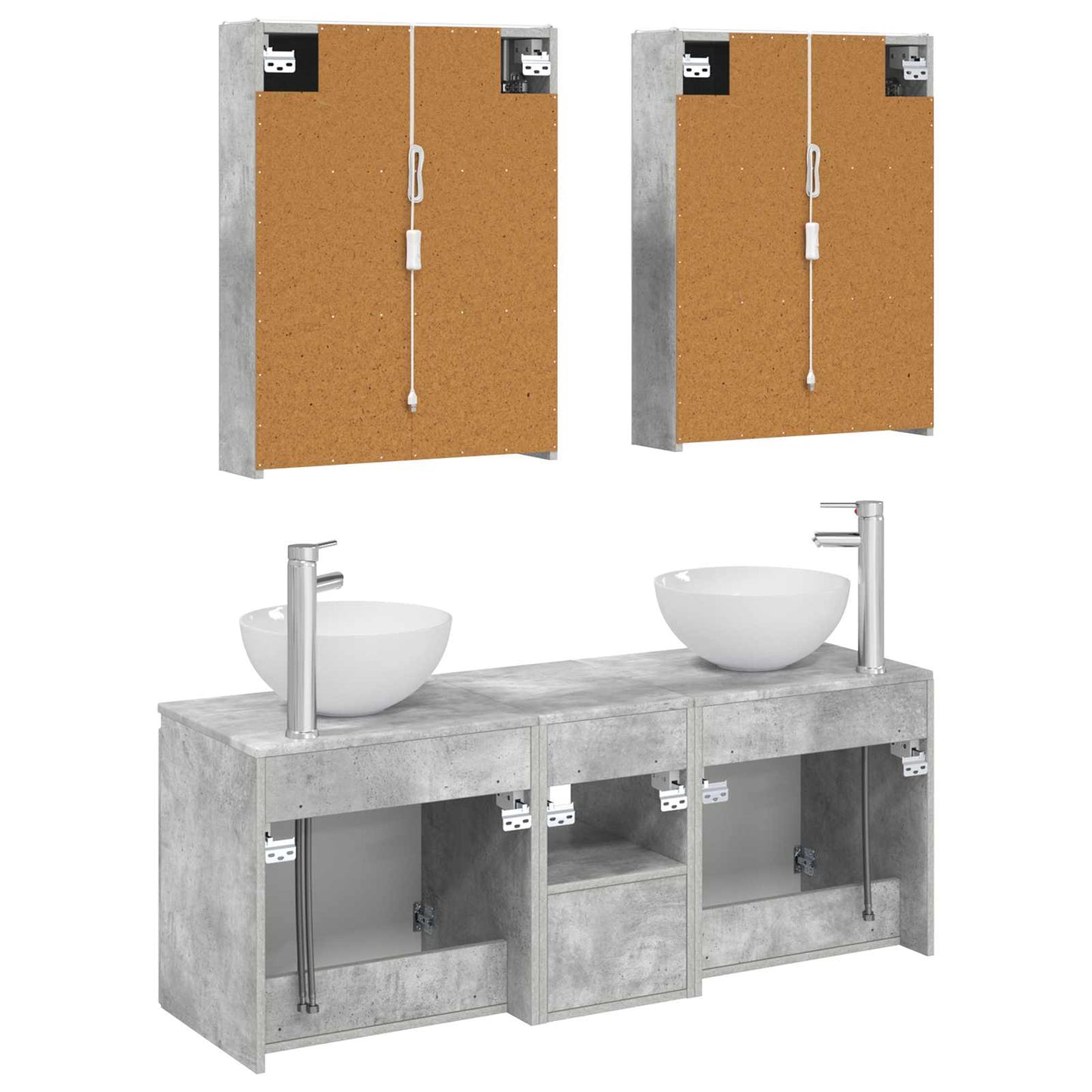 vidaXL Bathroom Cabinet Set 5 pcs Concrete Grey 53 x 15.5 x 70 cm