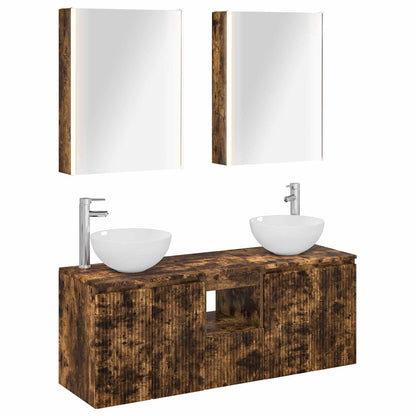 vidaXL Bathroom Cabinet Set 5 pcs Smoked Oak 53 x 15.5 x 70 cm