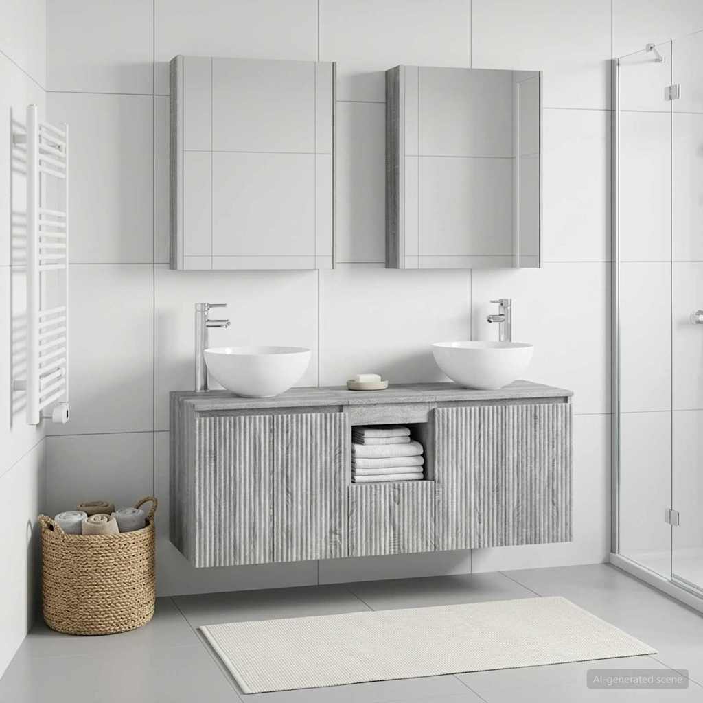 vidaXL Bathroom Cabinet Set 5 pcs Grey Sonoma Engineered Wood