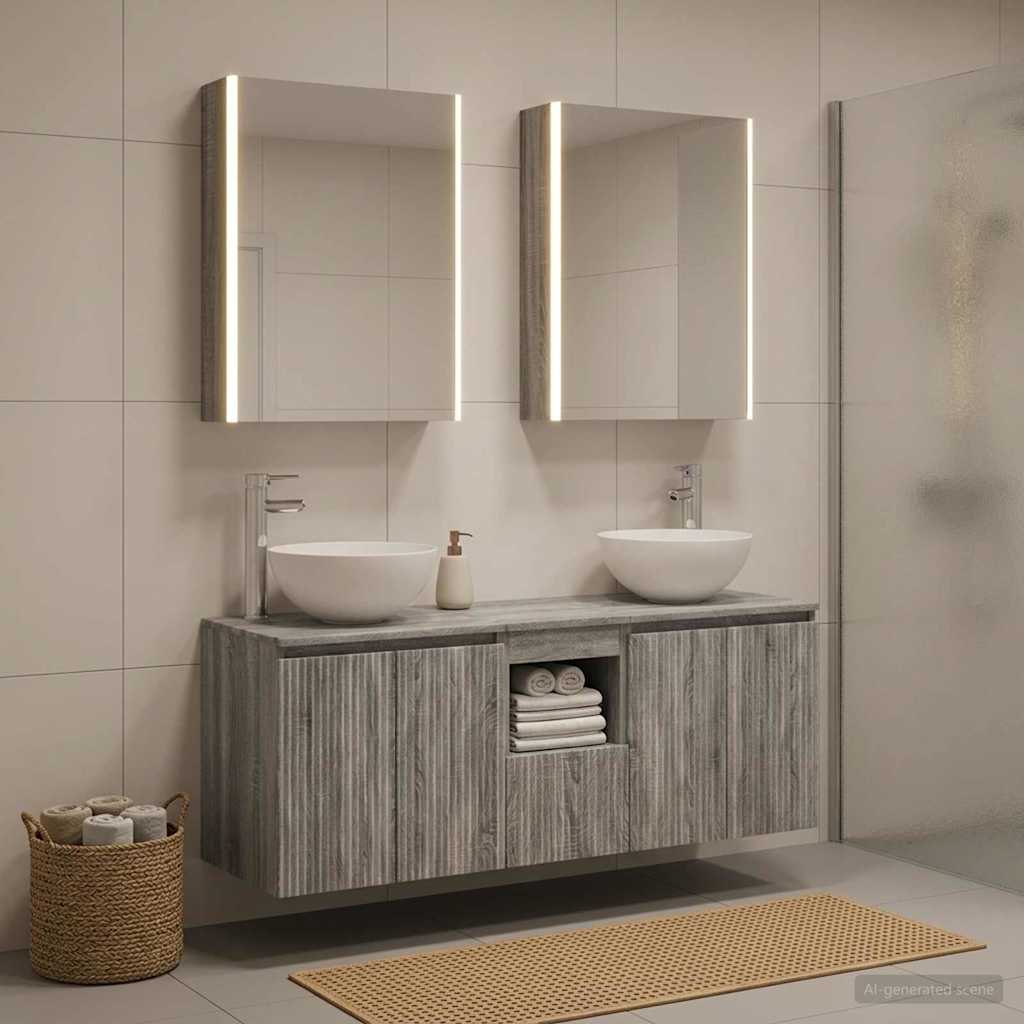 vidaXL Bathroom Cabinet Set 5 pcs Grey Sonoma Engineered Wood