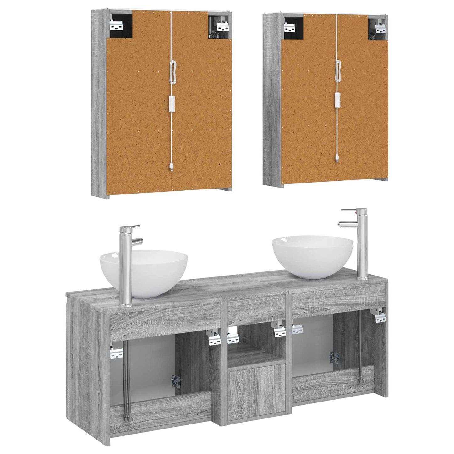vidaXL Bathroom Cabinet Set 5 pcs Grey Sonoma 53 x 15.5 x 70 cm