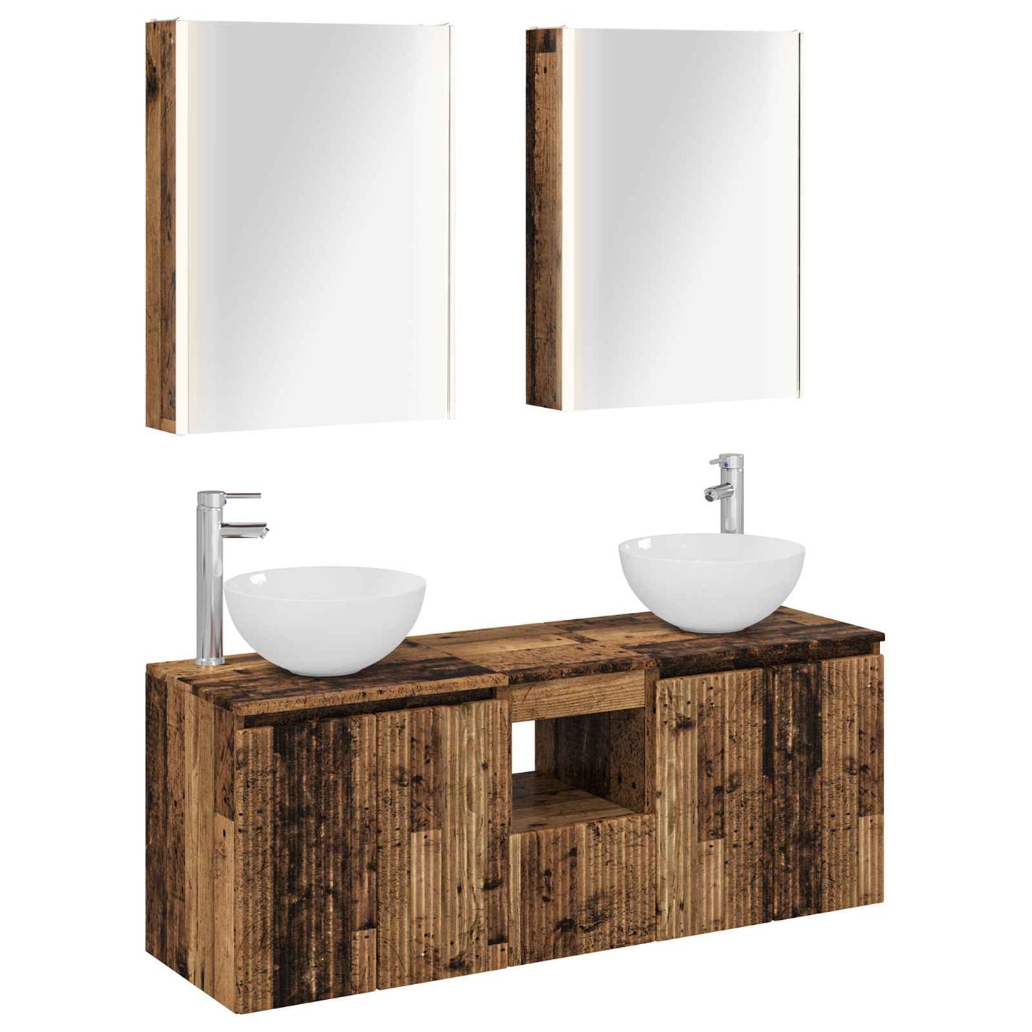 vidaXL Bathroom Cabinet Set 5 pcs Old Wood 53 x 15.5 x 70 cm